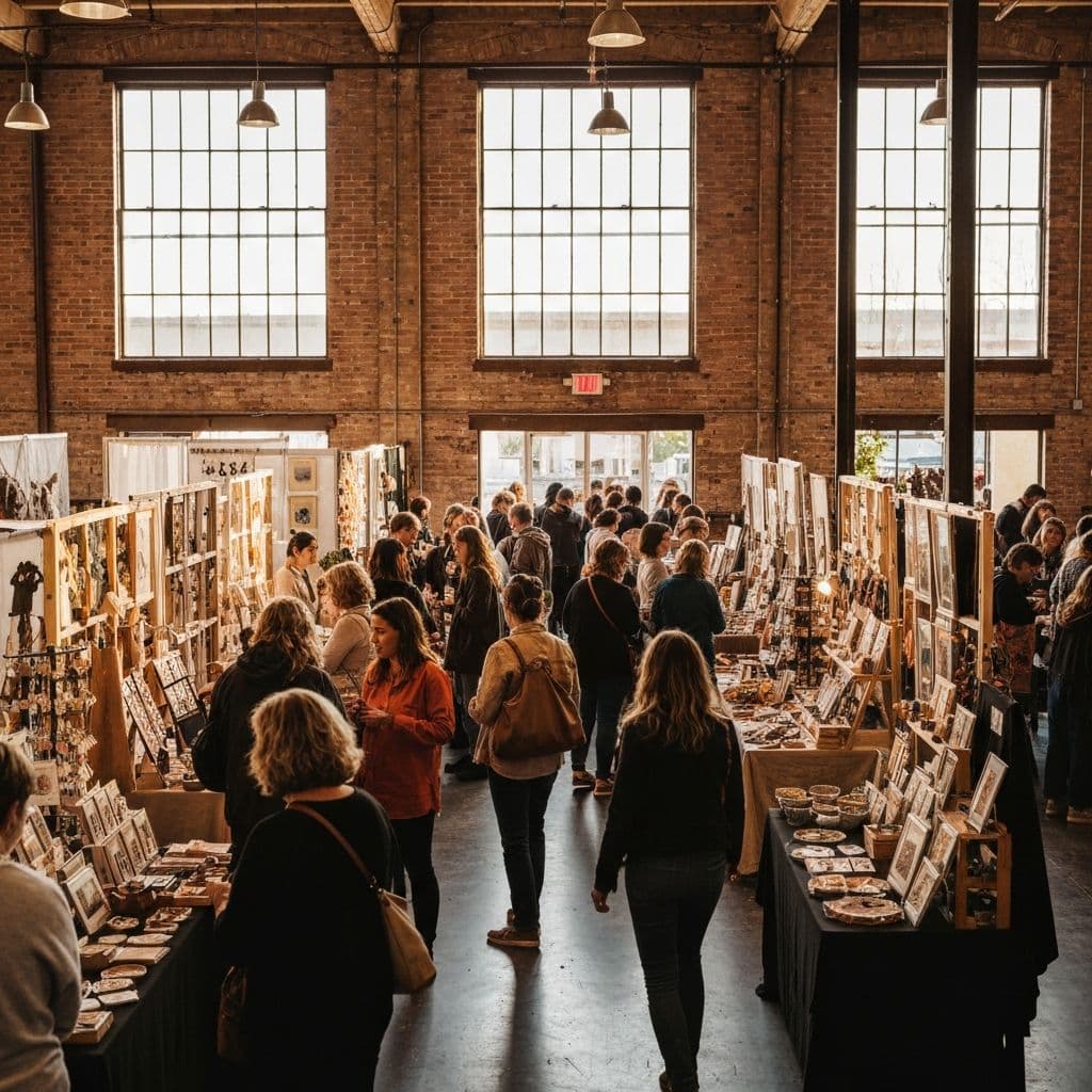 Artisan Market event with artists and shoppers